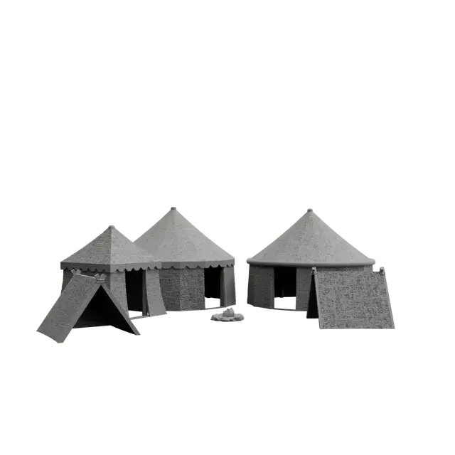 Campsite – Free Adventuring Tents Camp Terrain for D&D, Pathfinder & Tabletop RPG – 28mm/32mm STL — modelo 3D