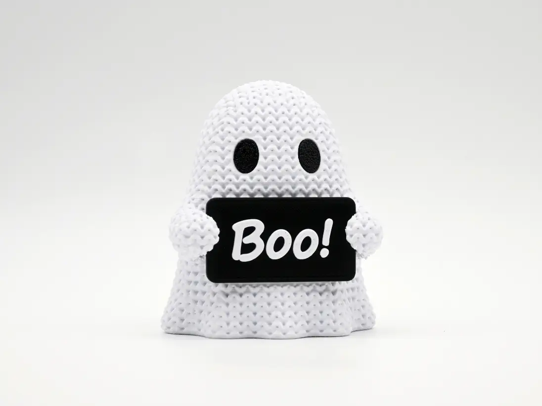 Knitted Ghost with Boo Sign - Halloween — modelo 3D