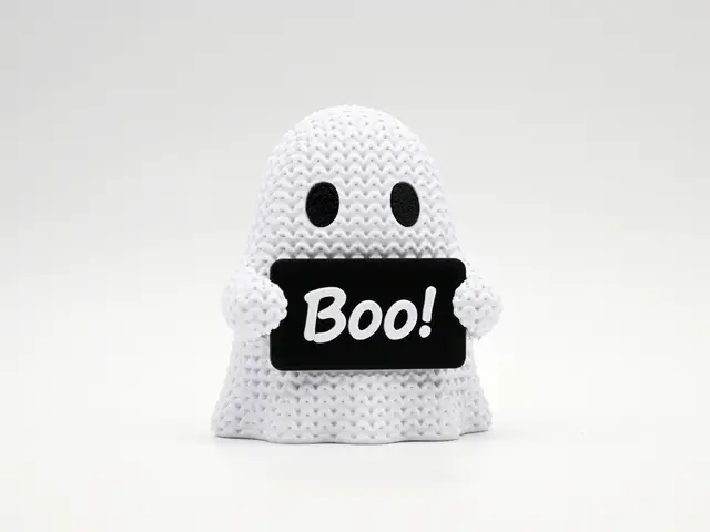 Knitted Ghost with Boo Sign - Halloween — modelo 3D