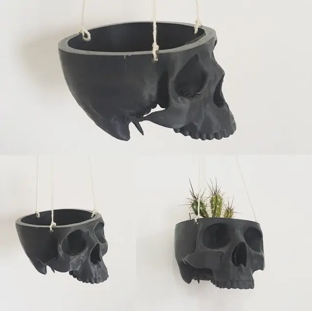 Skull Bowl Remix into Skull Hanging Planter / Pot — modelo 3D