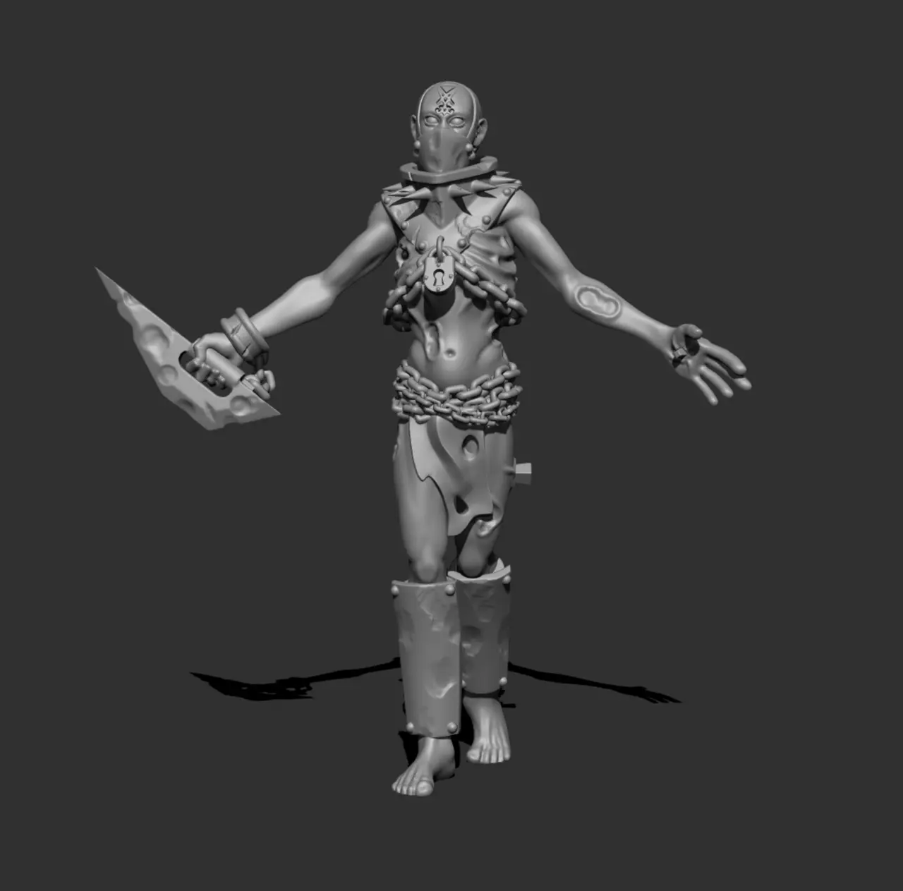 Wretched with trench knife 1 — modelo 3D