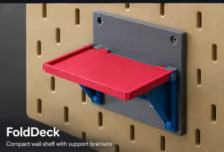 FoldDeck - Fold-Flat Pegboard Shelf with Swing-Out Brackets — modelo 3D