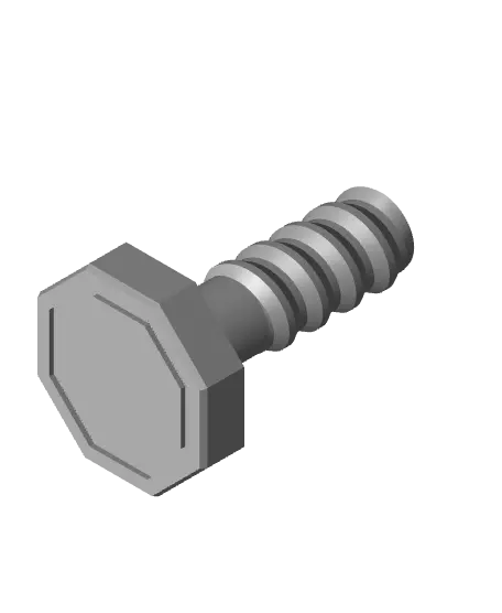 20 mm Small Thread, Flat Head, Shank Bolt — modelo 3D