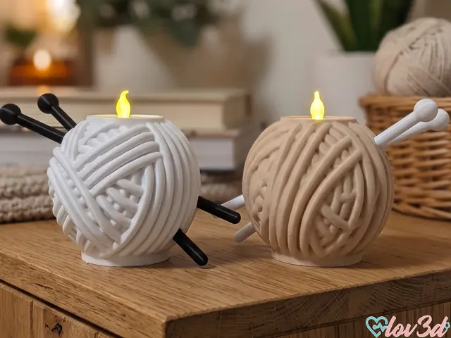 Cozy Knitting Vibes Yarn Ball LED Tealight Holder — modelo 3D