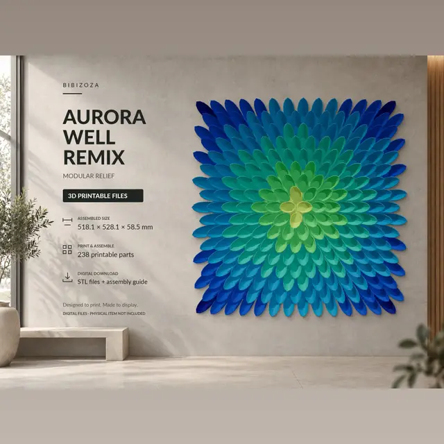 Aurora Well Remix — generative modular wall art — modelo 3D