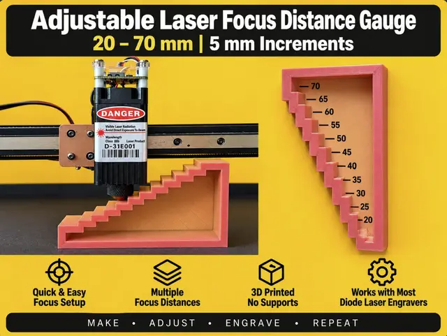 Laser Focus Step Gauge 20–70 mm | 5 mm Increments — modelo 3D