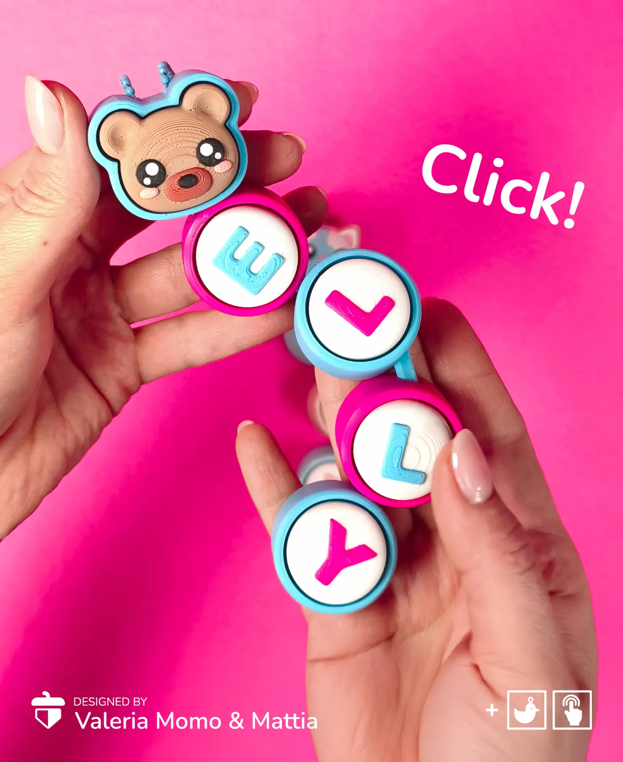 Customizable Alphabet Clicker & Keychain — modelo 3D
