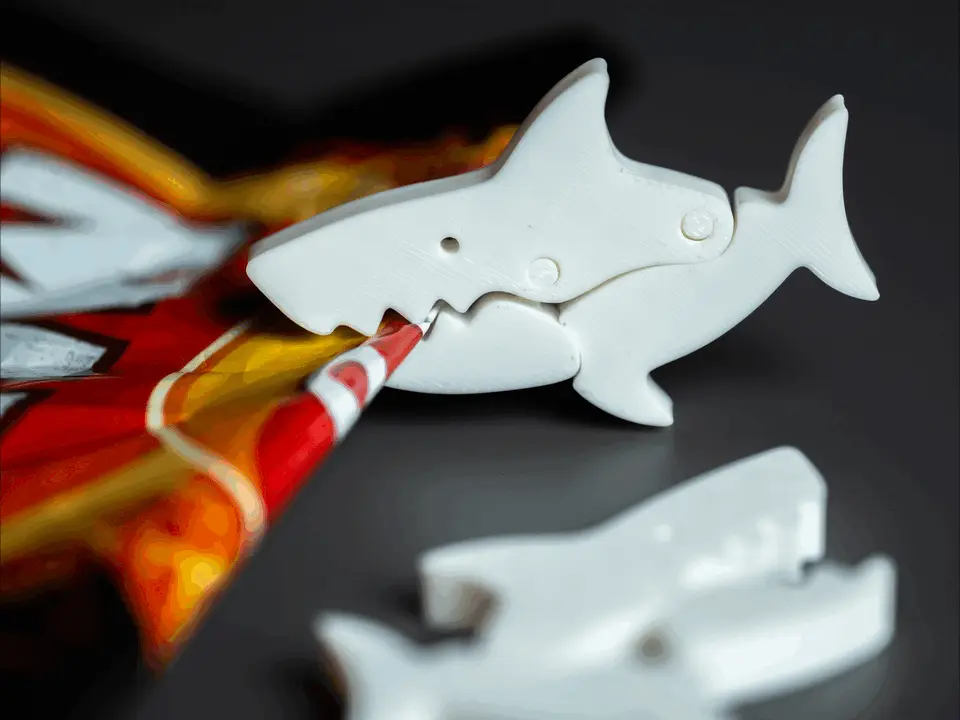 Bag Clip Shark (with lock, print in place) — modelo 3D