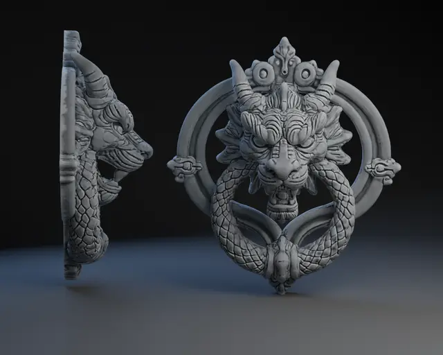 Decorative Gothic Dragon Door Knocker — modelo 3D