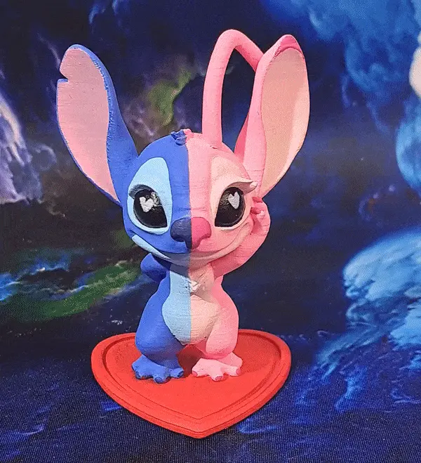 Valentines Stitch and Angel - FREE - No supports needed! — modelo 3D