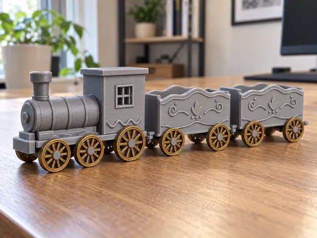 Train Set – Rolling Wheels & Connectable Carts — modelo 3D