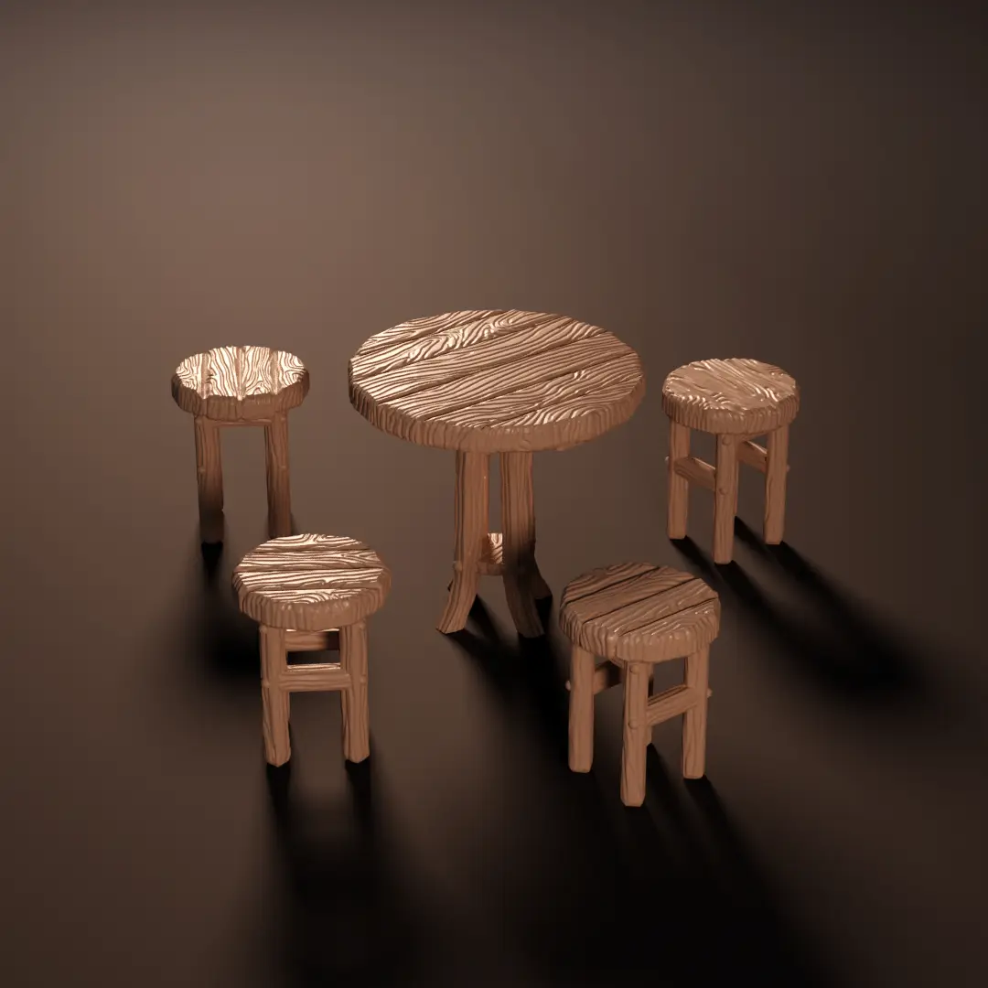 Round Table and Stool - free! — modelo 3D