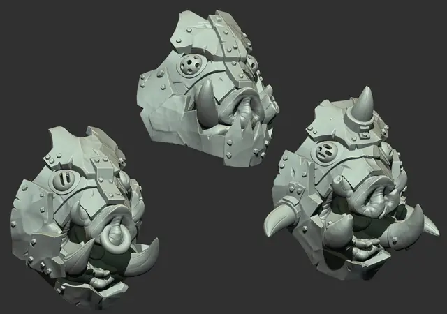 Ron Jawas' armored boar heads — modelo 3D