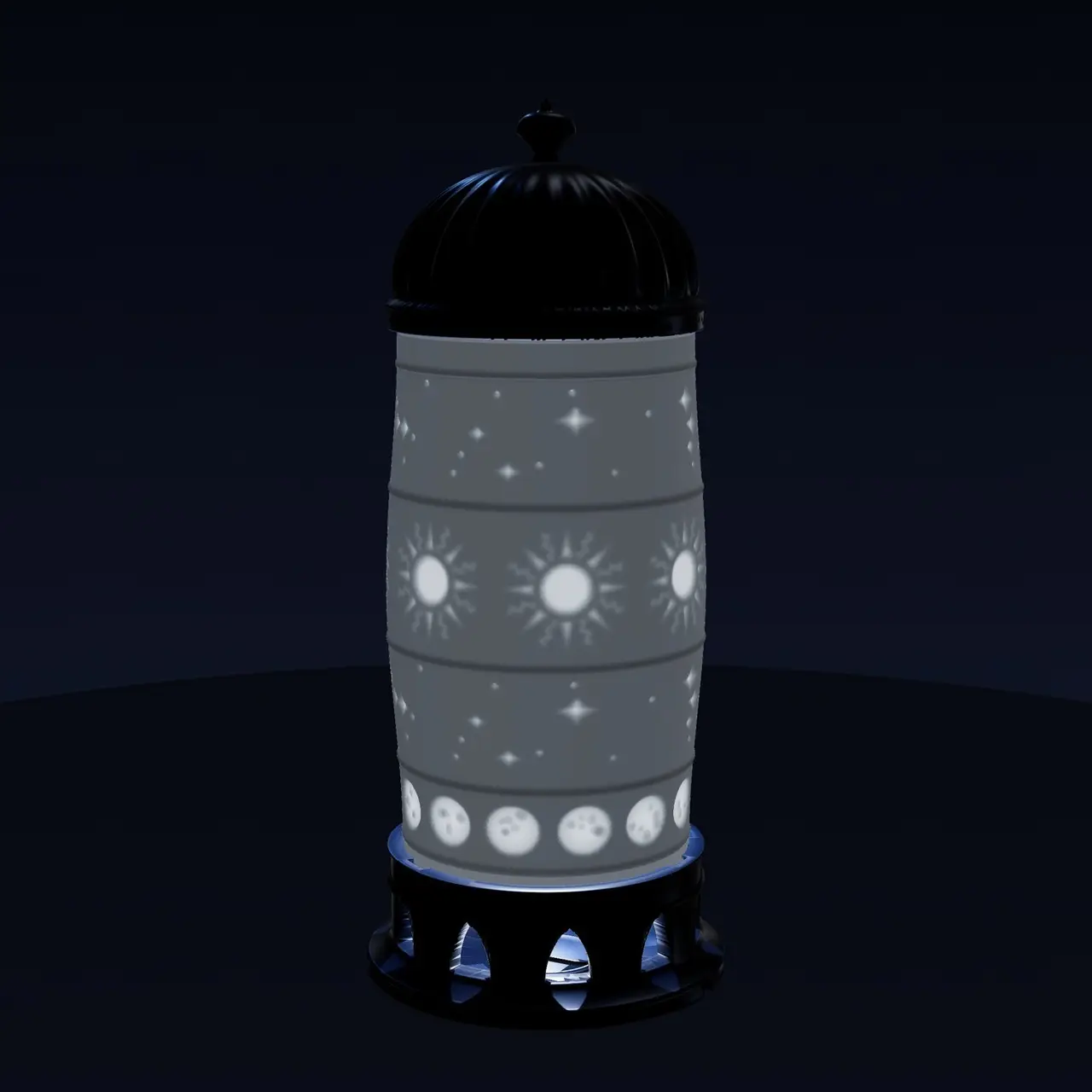 Sun, Moon and Stars Lantern - Celestial Lithophane LED Night Light with Ribbed Dome and Bayonet Base — modelo 3D