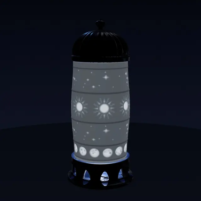 Sun, Moon and Stars Lantern - Celestial Lithophane LED Night Light with Ribbed Dome and Bayonet Base — modelo 3D