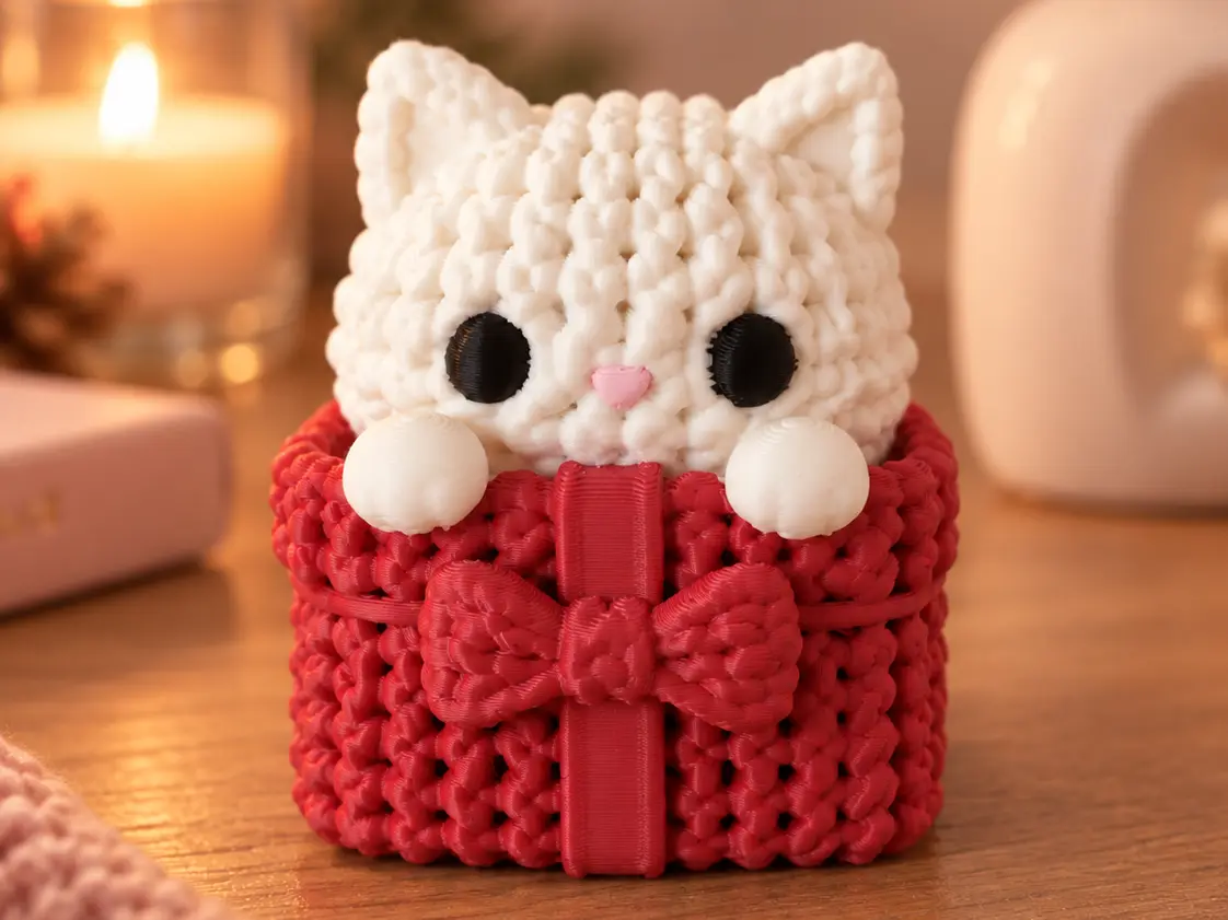 Gift Box Cat - Cozy Christmas Decor — modelo 3D