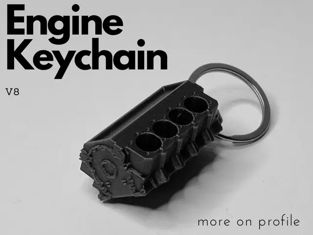 Engine block V8 keychain — modelo 3D