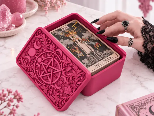 Goth Pentagram Tarot Box with Interchangeable Lid — modelo 3D
