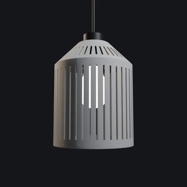 Slats Lamp - Slotted Cylinder E27 Lamp Shade with Table and Wall Stand — modelo 3D