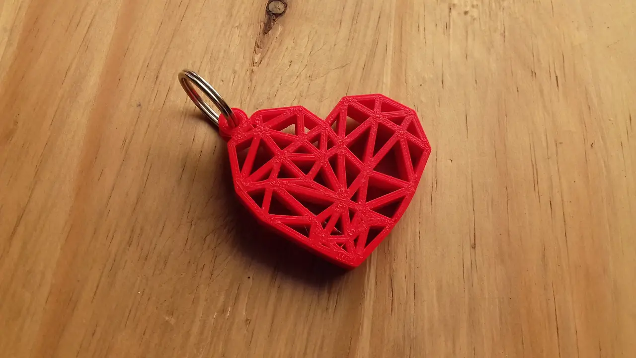 Geometric Heart Key Ring — modelo 3D