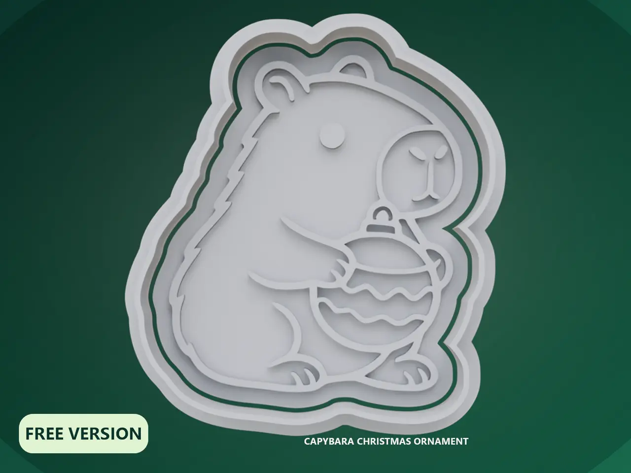 Christmas Capybaras Cookie Cutter STL – 3D Print Biscuit Mold — modelo 3D