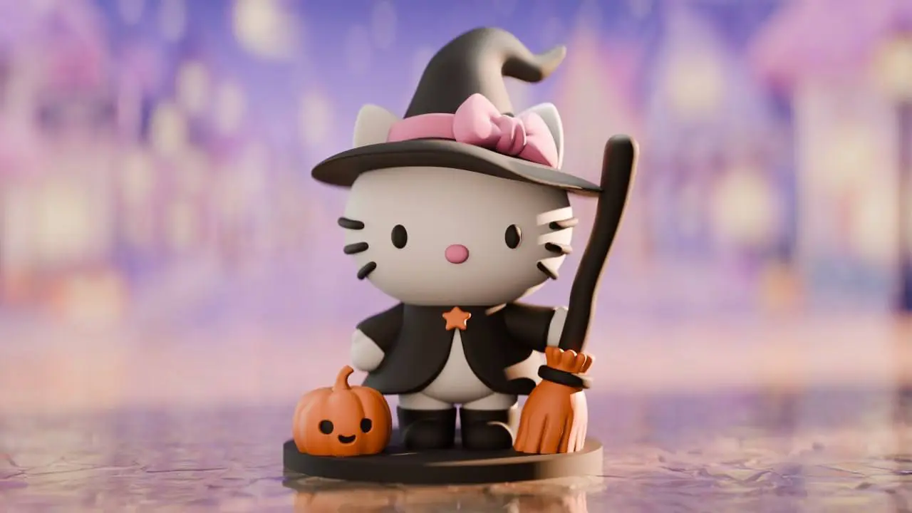 Hello Kitty Witch - 3D Printable Halloween Figurin — modelo 3D