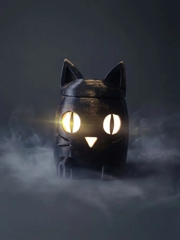 Gato de las Sombras - Portavelas Halloween — modelo 3D