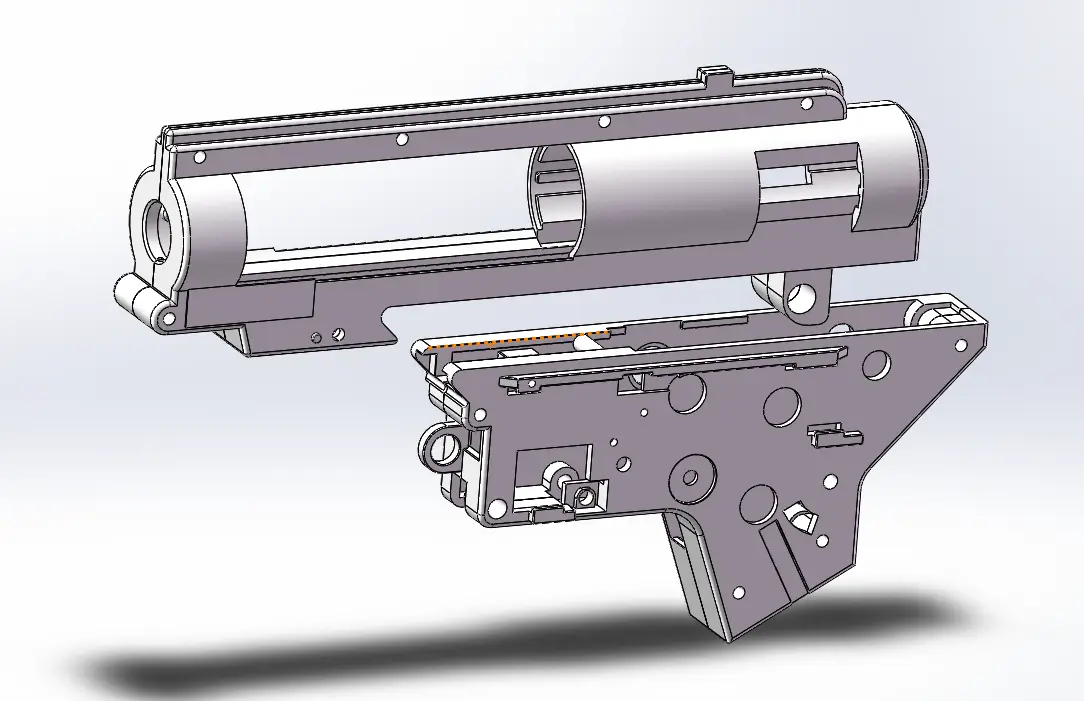 AIRSOFT GEARBOX SPLIT V2 — modelo 3D
