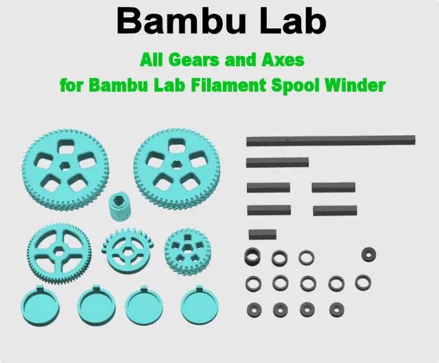 Bambu Lab Filament Spool Winder - Upgraded All Gears and Axes — modelo 3D