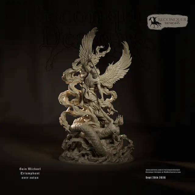 Saint Michael casts down satan — modelo 3D