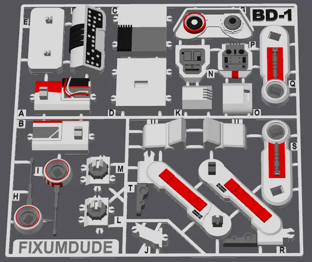 Star Wars Jedi: Fallen Order BD-1 Droid Card Kit for 4 color printing on Bambu X1/X1C or P1P with AMS — modelo 3D