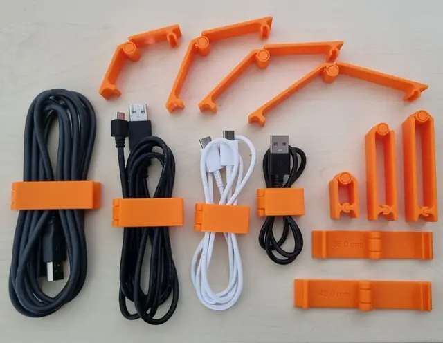 Cable Organizer / Clip - Easy to open, Print in place — modelo 3D