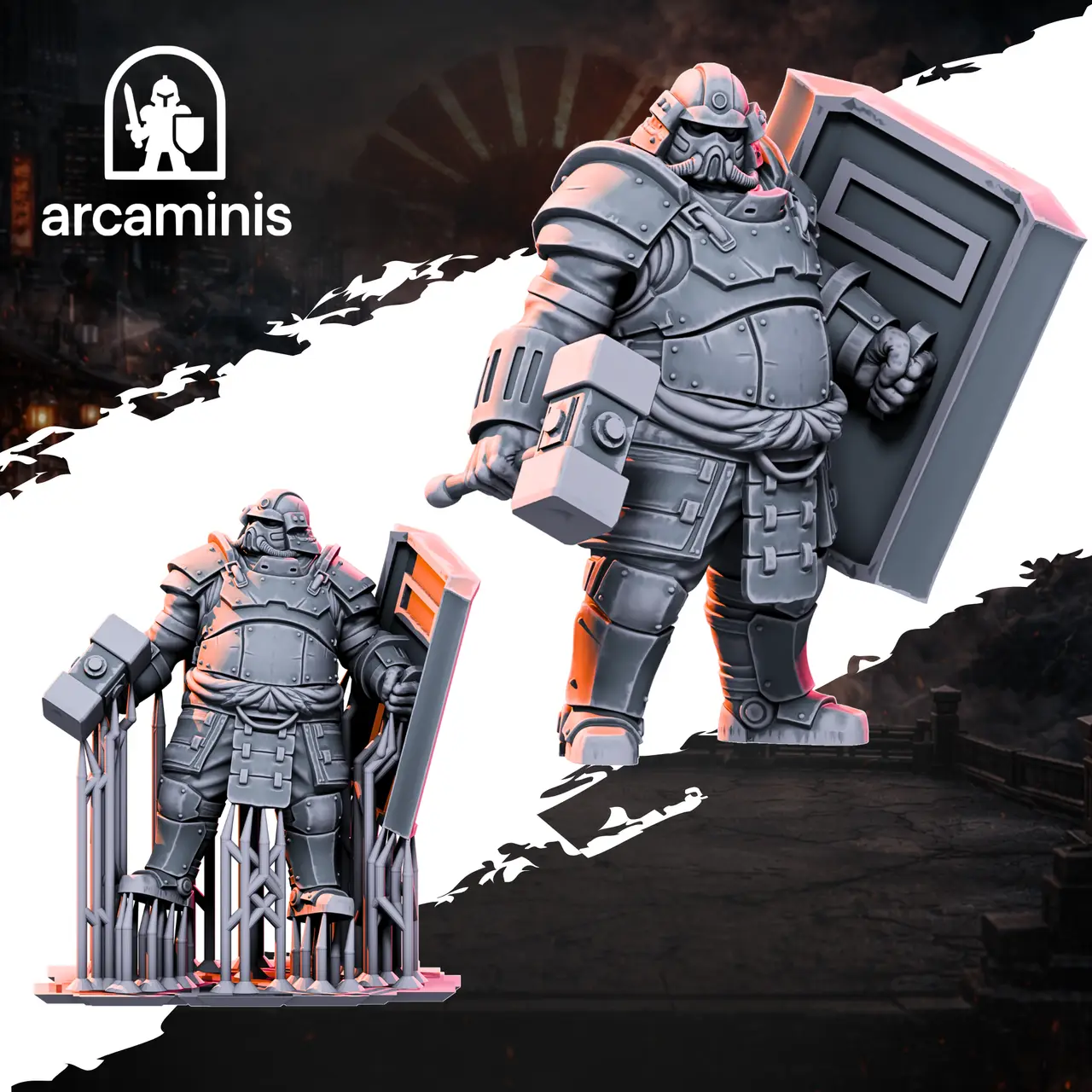 FREE SAMURAI SCI-FI Bastion Brutes Cyberpunk Japanese Army STL RPG Wargames 28mm & 32mm Pre-Supported — modelo 3D