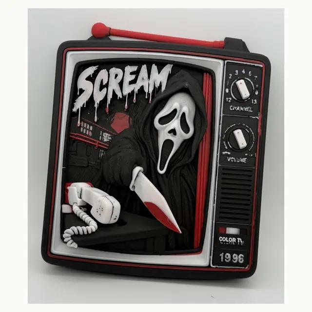 Ghostface Scream Retro TV – Slasher Horror Collectible & Halloween Decor — modelo 3D