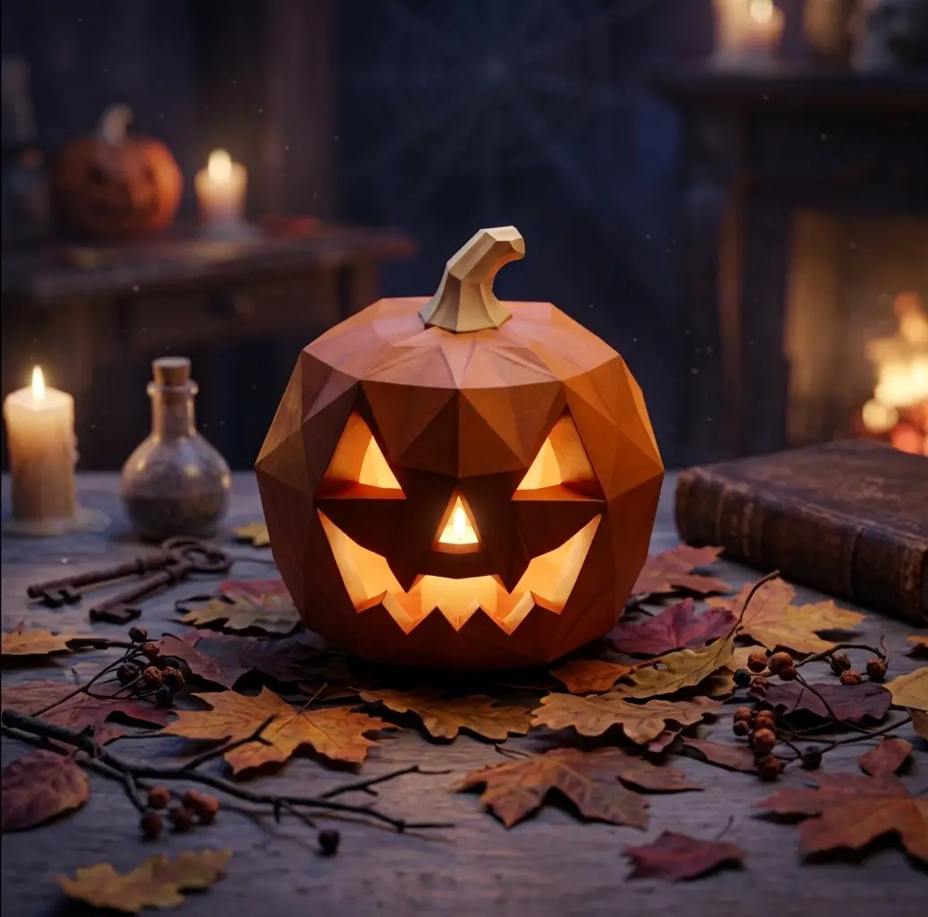 Low-Poly Halloween Pumpkin — modelo 3D