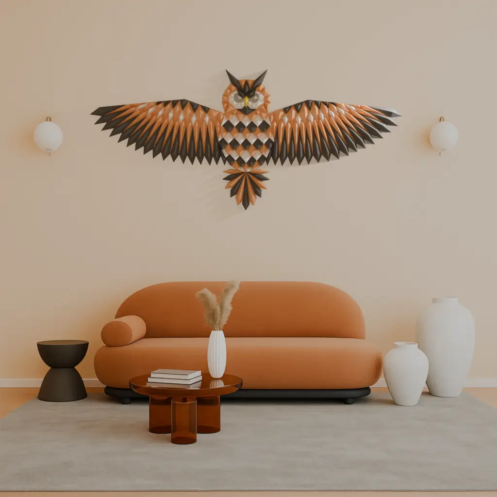 Geometric Owl wall art — modelo 3D