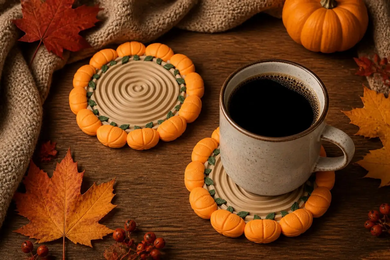 Pumpkin Patch Coasters – Autumn Cup & Mug Stands — modelo 3D