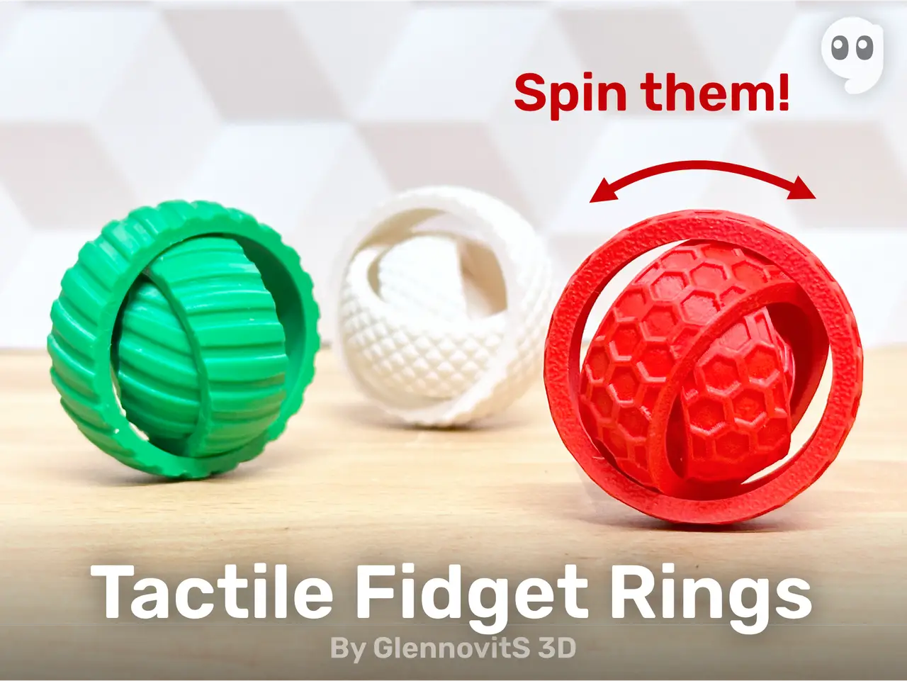 Tactile Fidget Rings (spinning fun toy) — modelo 3D