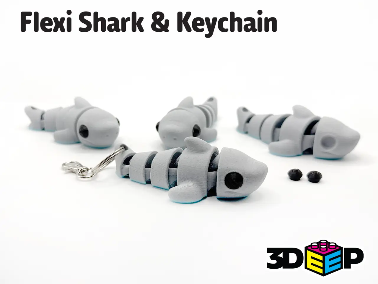 Flexi Shark & Keychain - No Supports — modelo 3D