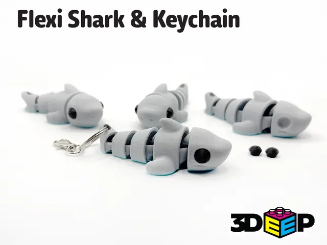 Flexi Shark & Keychain - No Supports — modelo 3D
