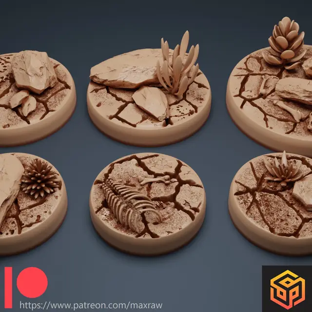 Round Bases Set - DESERT - FREE SAMPLE ! — modelo 3D