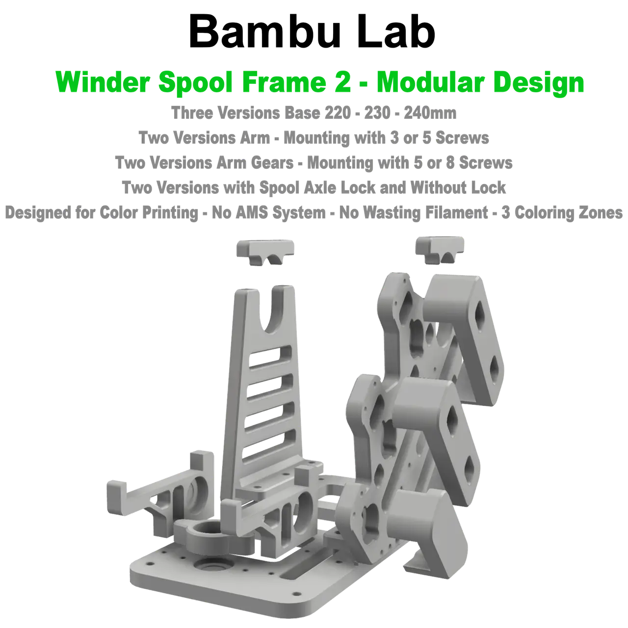 Bambu Lab - Winder Spool Frame 2 - Modular Design — modelo 3D