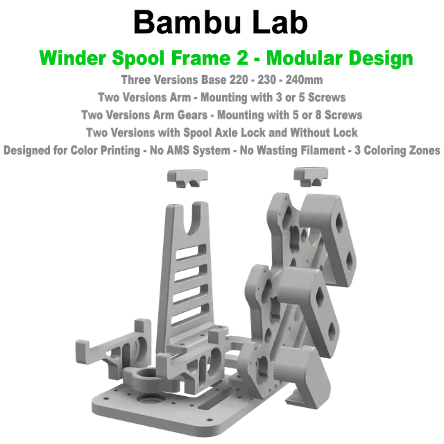 Bambu Lab - Winder Spool Frame 2 - Modular Design — modelo 3D
