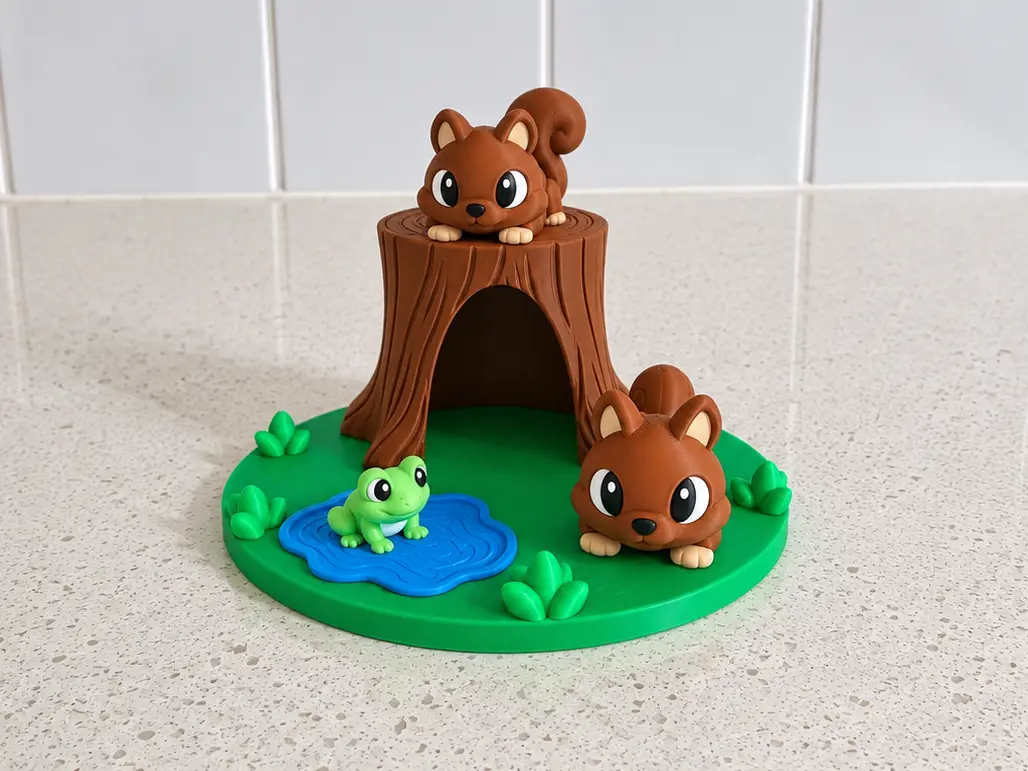 Woodland Playset | Articulate Squirrel & Frog Set — modelo 3D