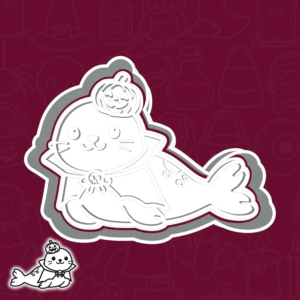 Halloween cookie cutters - fur seal (vampire) (style 1) — modelo 3D