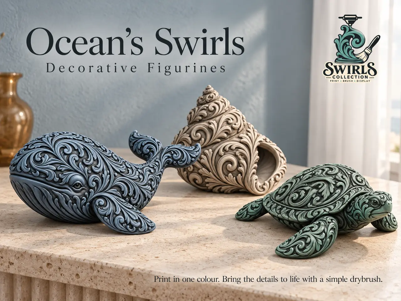 Ocean collection swirls – Statue Deco — modelo 3D