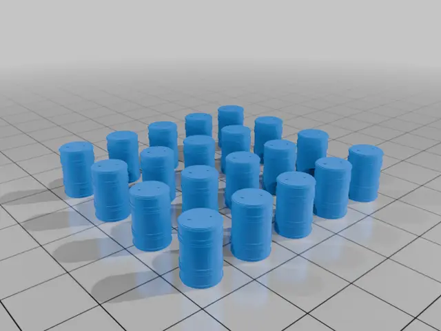 20 oil drums in HO scale (1:87) — modelo 3D