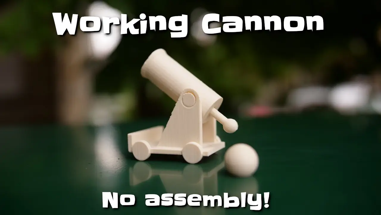 Working Cannon (Print-In-Place) — modelo 3D