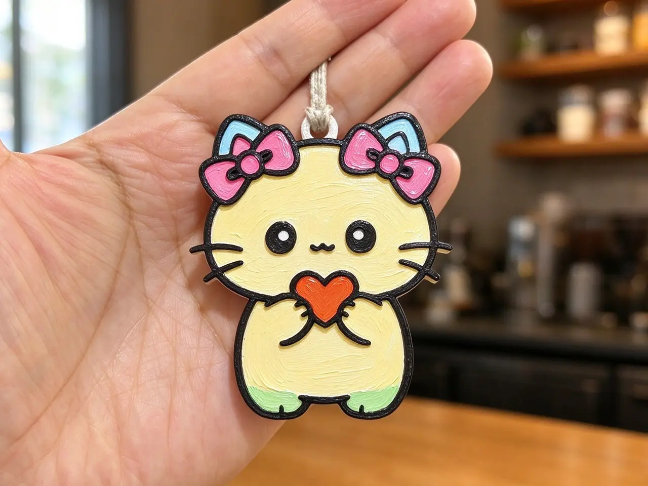 蝴蝶结小猫咪-挂件-钥匙扣 — modelo 3D