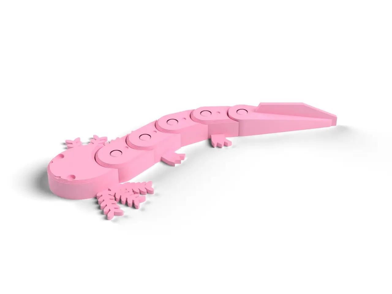 Flexi Axolotl - Cute Print in Place Articulated Axolotl, No Supports (OpenSCAD) — modelo 3D